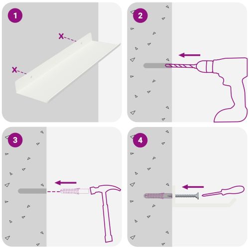Стенен рафт с рафт със съхранение 2 pcs Бяло 30 x 9 x 2,5 см