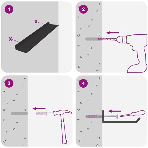 Стенен рафт с рафт със съхранение 4 pcs Черно 40 x 9 x 2,5 см