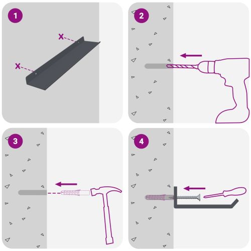 Стенен рафт с рафт 2 pcs Антрацит 40 x 9 x 2,5 см