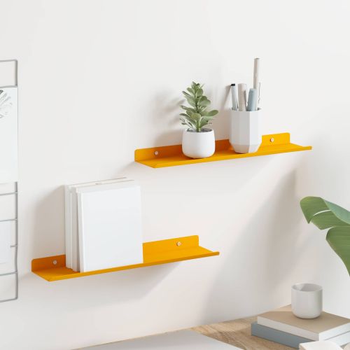 Стенен рафт с рафт 2 pcs Горчично жълто 40 x 9 x 2,5 см