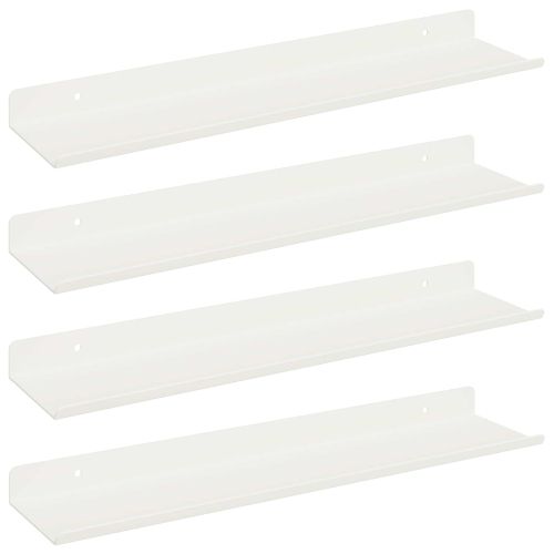 Стенен рафт с рафт със съхранение 4 pcs Бяло 40 x 9 x 2,5 см