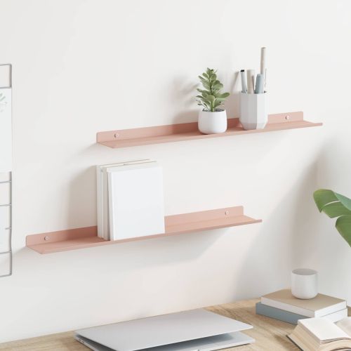 Стенен рафт с рафт със съхранение 2 pcs Розово 60 x 9 x 2,5 см