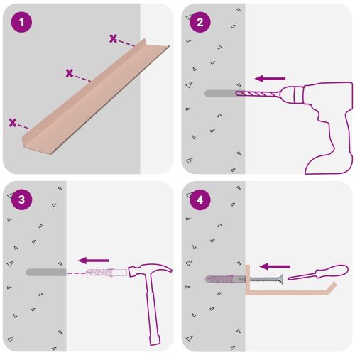 Стенен рафт с рафт със съхранение 2 pcs Розово 60 x 9 x 2,5 см