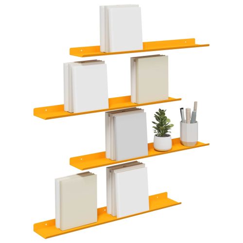 Стенен рафт с рафт 4 pcs Горчично жълто 60 x 9 x 2,5 см