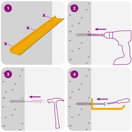 Стенен рафт с рафт 4 pcs Горчично жълто 60 x 9 x 2,5 см