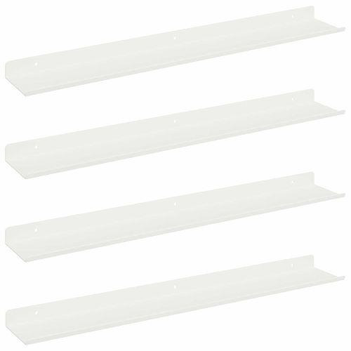 Стенен рафт с рафт със съхранение 4 pcs Бяло 60 x 9 x 2,5 см