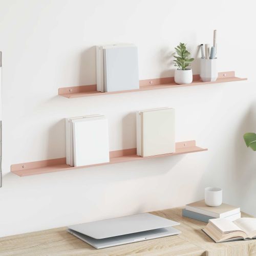 Стенен рафт с рафт със съхранение 2 pcs Розово 80 x 9 x 2,5 см