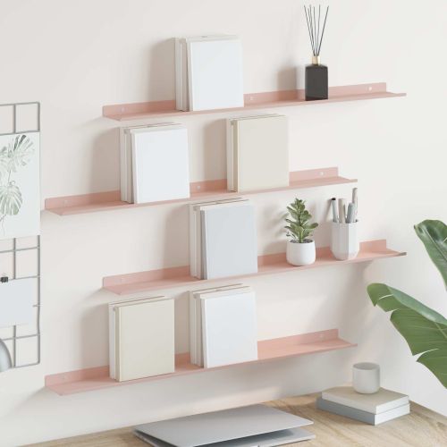 Стенен рафт с рафт със съхранение 4 pcs Розово 80 x 9 x 2,5 см