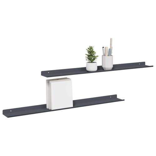 Стенен рафт с рафт 2 pcs Антрацит 80 x 9 x 2,5 см