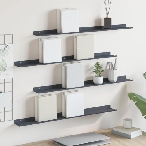 Стенен рафт с рафт 4 pcs Антрацит 80 x 9 x 2,5 см