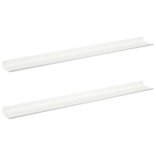 Стенен рафт с рафт със съхранение 2 pcs Бяло 80 x 9 x 2,5 см