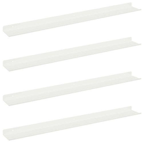 Стенен рафт с рафт със съхранение 4 pcs Бяло 80 x 9 x 2,5 см