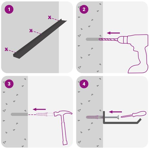 Стенен рафт с рафт със съхранение 4 pcs Черно 100 x 9 x 2,5 см