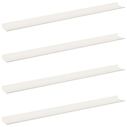 Стенен рафт с рафт със съхранение 4 pcs Бяло 100 x 9 x 2,5 см