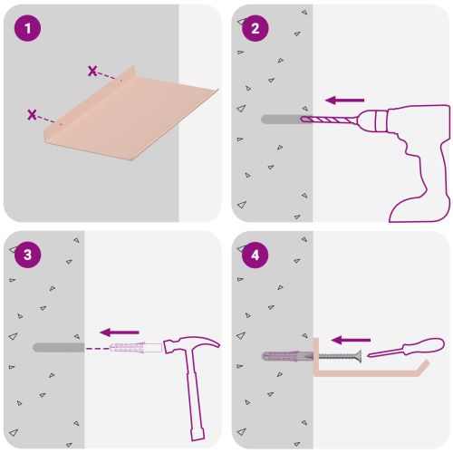 Стенен рафт с рафт със съхранение 2 pcs Розово 30 x 18 x 2,5 см