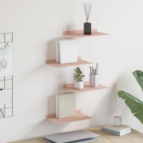 Стенен рафт с рафт със съхранение 4 pcs Розово 30 x 18 x 2,5 см