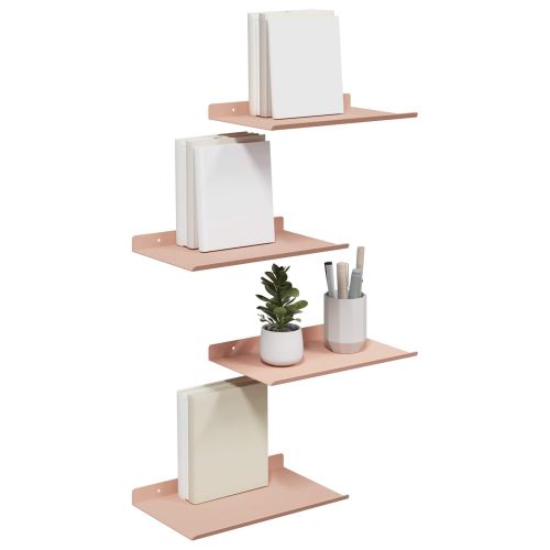 Стенен рафт с рафт със съхранение 4 pcs Розово 30 x 18 x 2,5 см