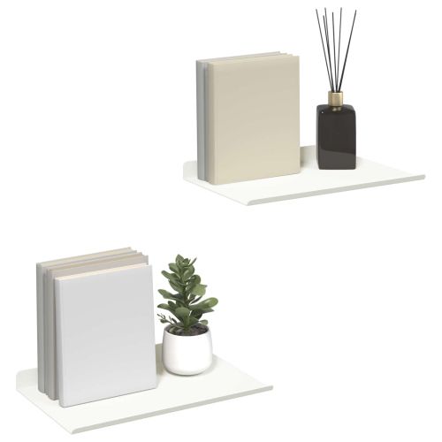Стенен рафт с рафт със съхранение 2 pcs Бяло 30 x 18 x 2,5 см