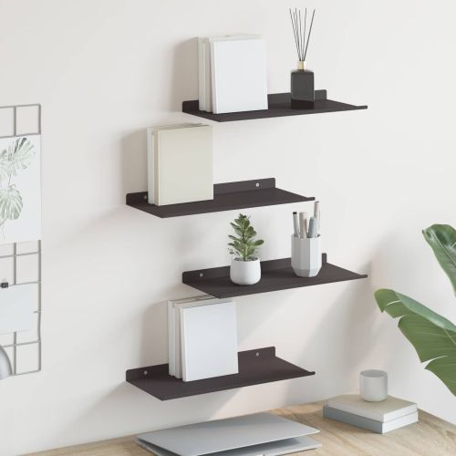Стенен рафт с рафт със съхранение 4 pcs Черно 40 x 18 x 2,5 см