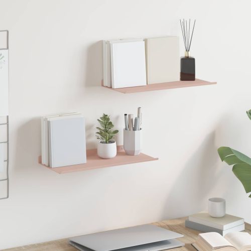 Стенен рафт с рафт със съхранение 2 pcs Розово 40 x 18 x 2,5 см