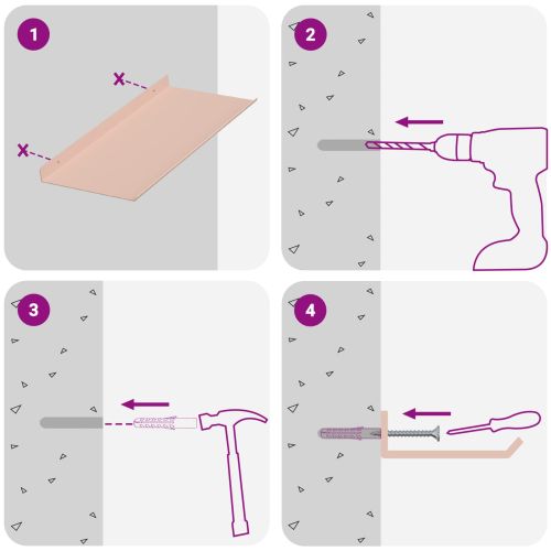 Стенен рафт с рафт със съхранение 2 pcs Розово 40 x 18 x 2,5 см