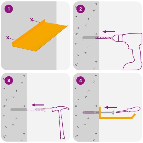 Стенен рафт с рафт 2 pcs Горчично жълто 40 x 18 x 2,5 см