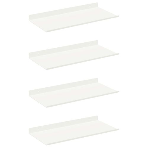 Стенен рафт с рафт със съхранение 4 pcs Бяло 40 x 18 x 2,5 см