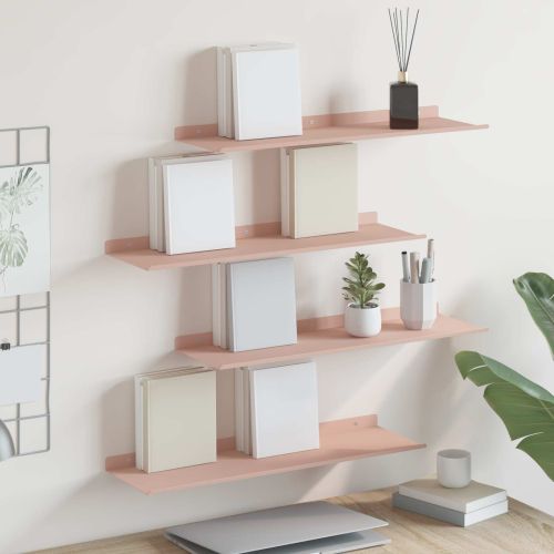 Стенен рафт с рафт със съхранение 4 pcs Розово 60 x 18 x 2,5 см
