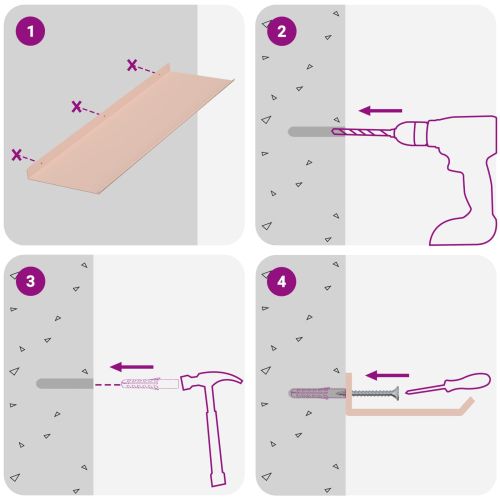 Стенен рафт с рафт със съхранение 4 pcs Розово 60 x 18 x 2,5 см