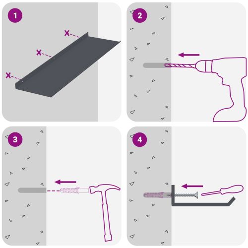 Стенен рафт с рафт 2 pcs Антрацит 60 x 18 x 2,5 см