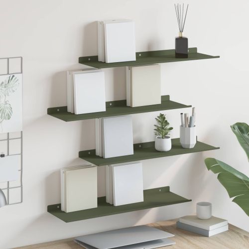 Стенен рафт с рафт 4 pcs Маслинено зелено 60 x 18 x 2,5 см