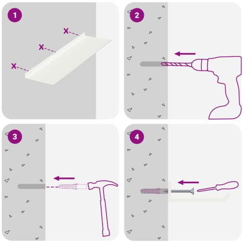 Стенен рафт с рафт със съхранение 2 pcs Бяло 60 x 18 x 2,5 см
