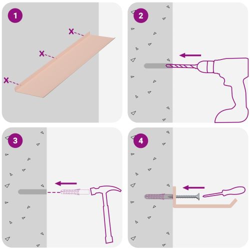 Стенен рафт с рафт със съхранение 2 pcs Розово 80 x 18 x 2,5 см