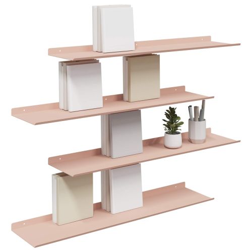 Стенен рафт с рафт със съхранение 4 pcs Розово 80 x 18 x 2,5 см