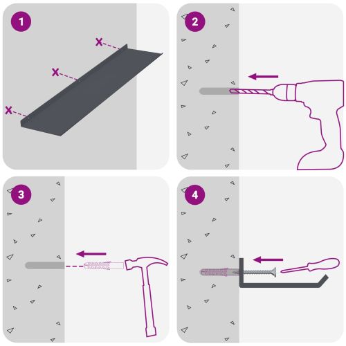 Стенен рафт с рафт 2 pcs Антрацит 80 x 18 x 2,5 см