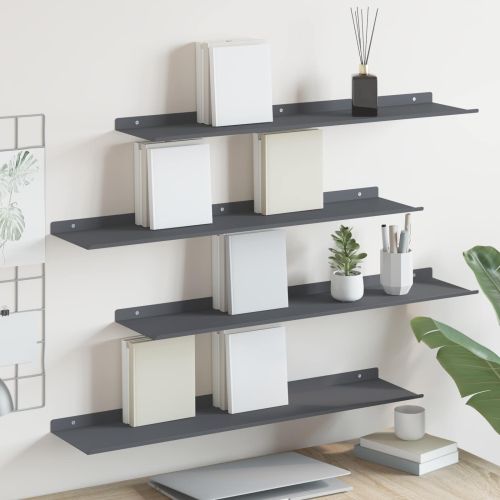 Стенен рафт с рафт 4 pcs Антрацит 80 x 18 x 2,5 см
