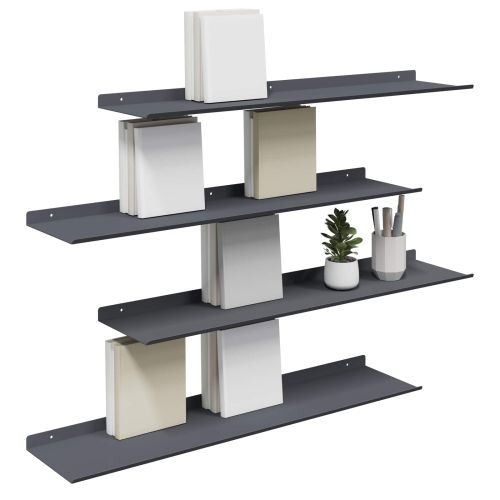 Стенен рафт с рафт 4 pcs Антрацит 80 x 18 x 2,5 см