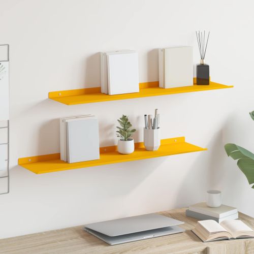 Стенен рафт с рафт 2 pcs Горчично жълто 80 x 18 x 2,5 см