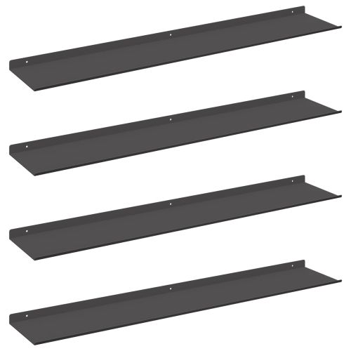 Стенен рафт с рафт със съхранение 4 pcs Черно 100 x 18 x 2,5 см