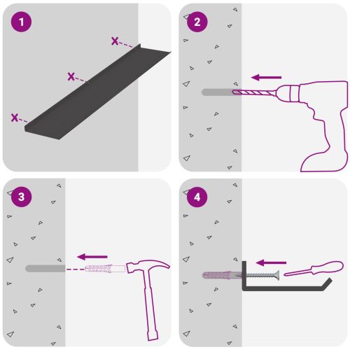 Стенен рафт с рафт със съхранение 4 pcs Черно 100 x 18 x 2,5 см