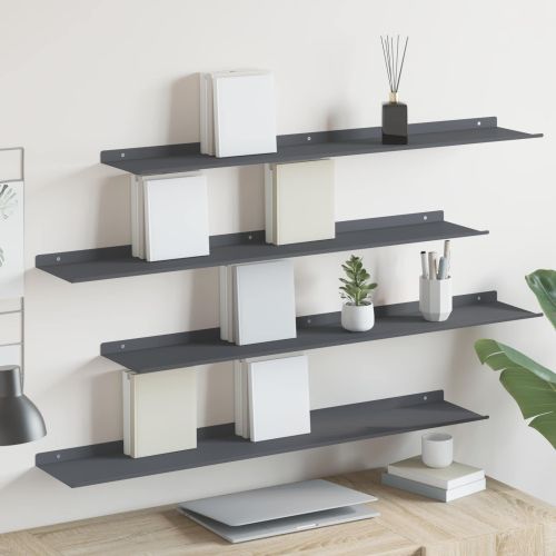 Стенен рафт с рафт 4 pcs Антрацит 100 x 18 x 2,5 см