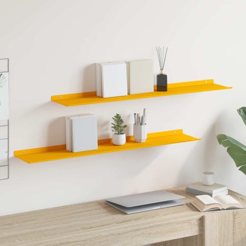 Стенен рафт с рафт 2 pcs Горчично жълто 100 x 18 x 2,5 см