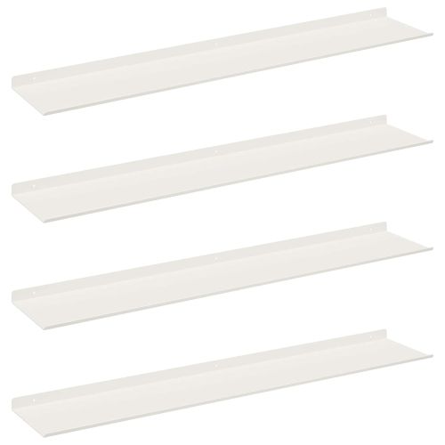 Стенен рафт с рафт със съхранение 4 pcs Бяло 100 x 18 x 2,5 см