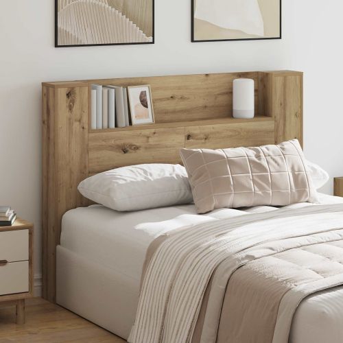 Табла за легло с LED осветление Артизан Дъб Инженерно дърво