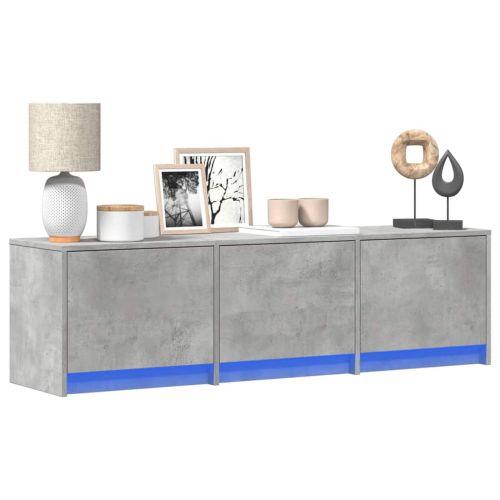 ТВ шкаф с LED Бетонно 140 x 34 x 40 см Инженерно дърво