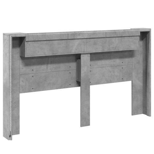 Табла за легло с LED осветление Бетонно 180 x 16,5 x 103,5 cm