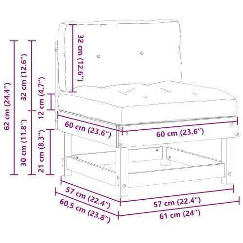Градинен среден диван Масивна боровина Восъчен Кафяв