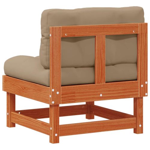 Градинен среден диван Масивна боровина Восъчен Кафяв