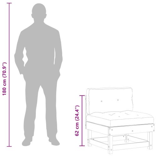 Градинен среден диван Масивна боровина Восъчен Кафяв