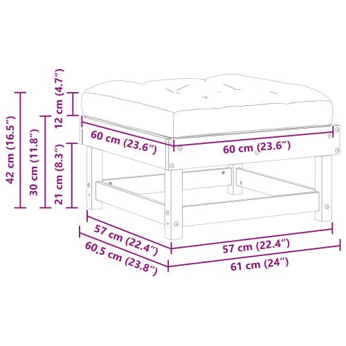 Градинска поставка за крака Масивна боровина Восъчен Кафяв